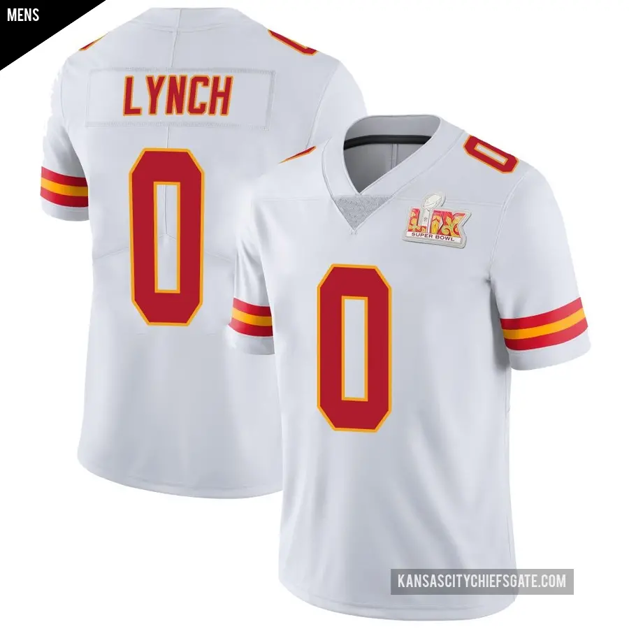 Men's Kansas City Chiefs ＃0 Blake Lynch White Limited Vapor Untouchable Super Bowl LIX Jersey