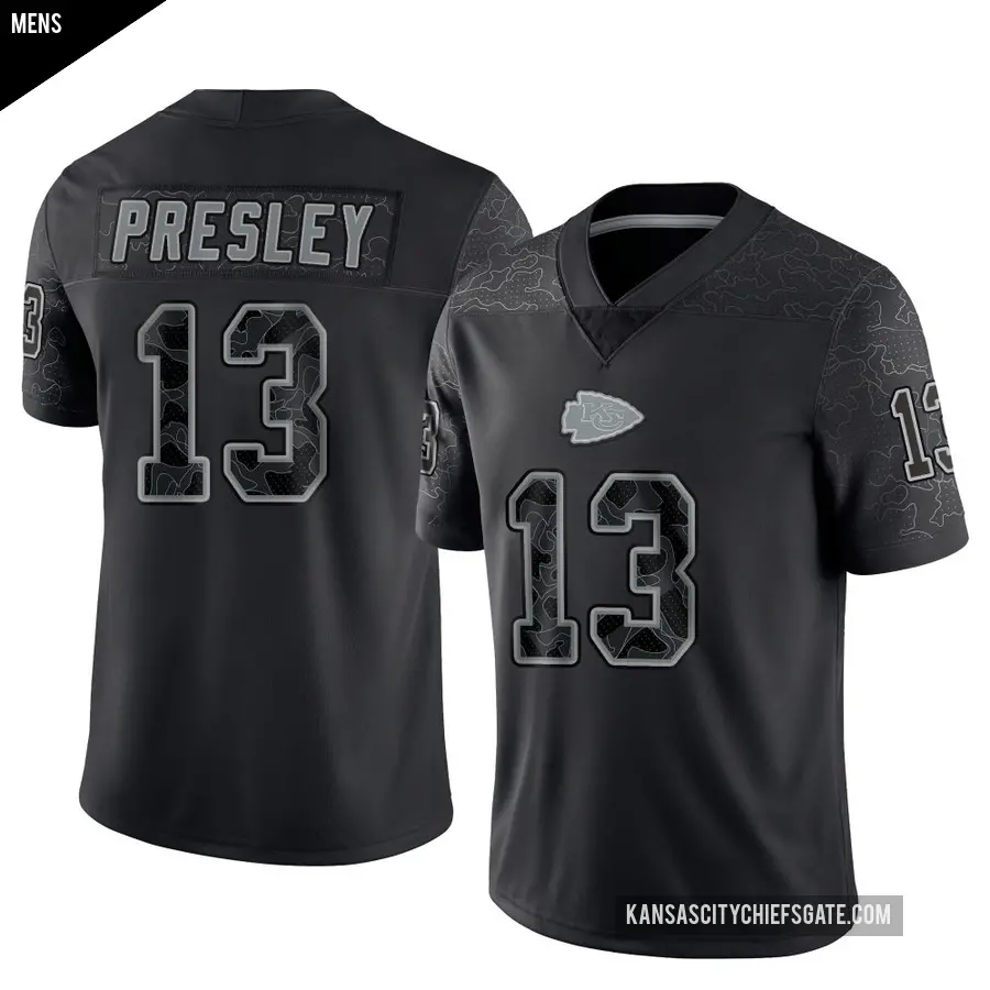 Men's Kansas City Chiefs ＃13 Hal Presley Black Limited Reflective Jersey