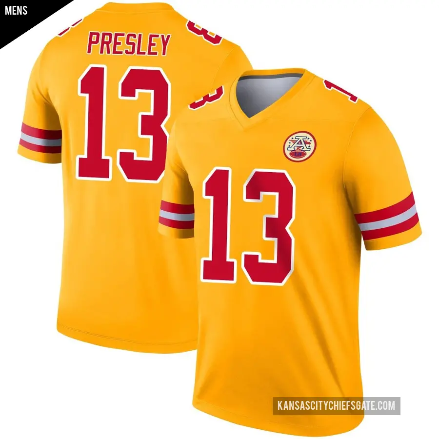 Men's Kansas City Chiefs ＃13 Hal Presley Gold Legend Inverted Jersey