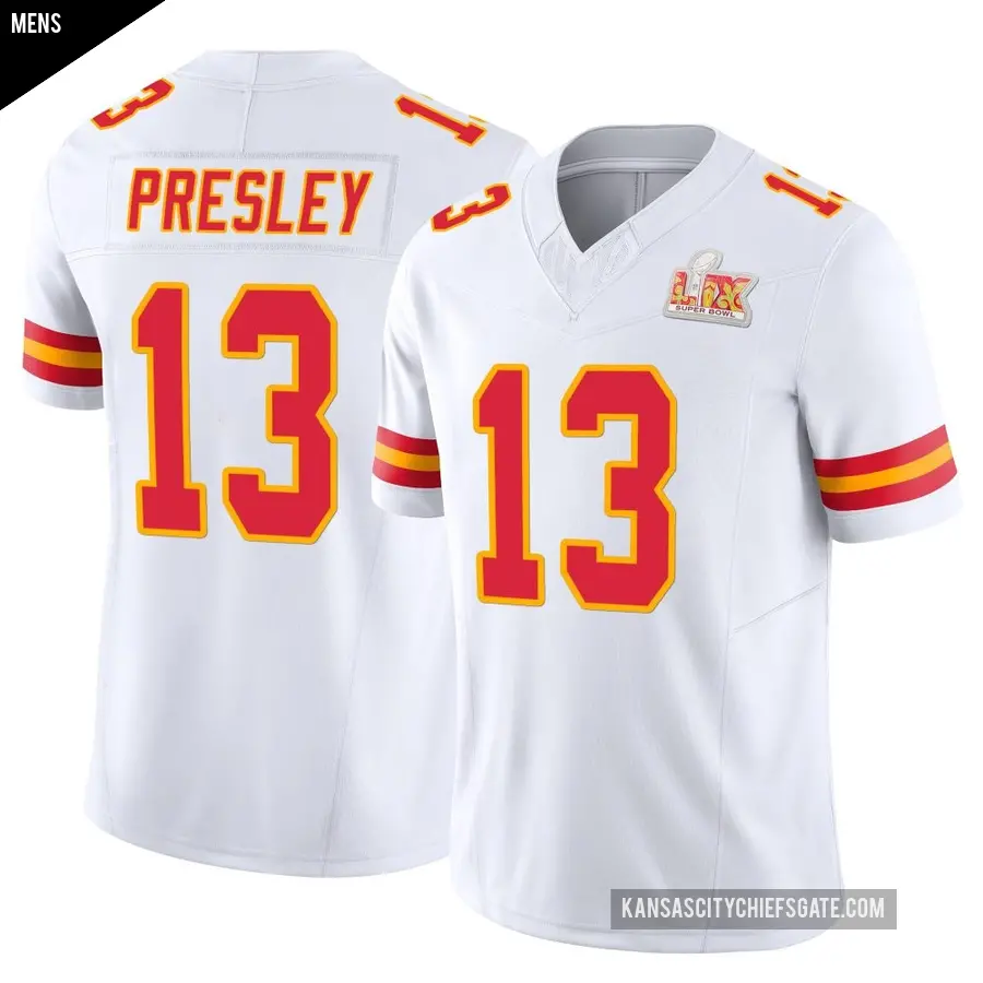 Men's Kansas City Chiefs ＃13 Hal Presley White Limited Vapor F.U.S.E. Super Bowl LIX Jersey