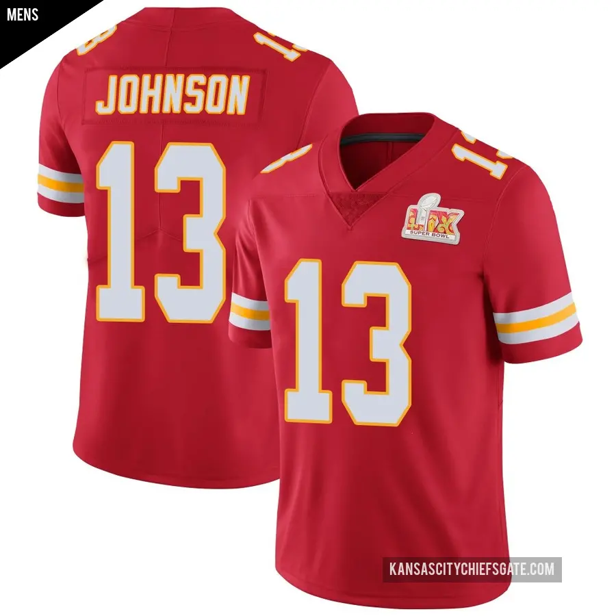 Men's Kansas City Chiefs ＃13 Nazeeh Johnson Red Limited Team Color Vapor Untouchable Super Bowl LIX Jersey