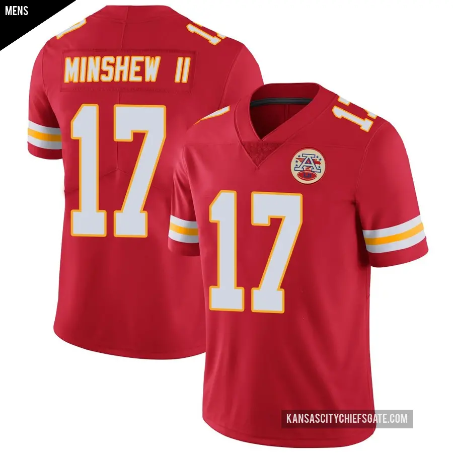 Men's Kansas City Chiefs ＃17 Gardner Minshew Red Limited Team Color Vapor Untouchable Jersey
