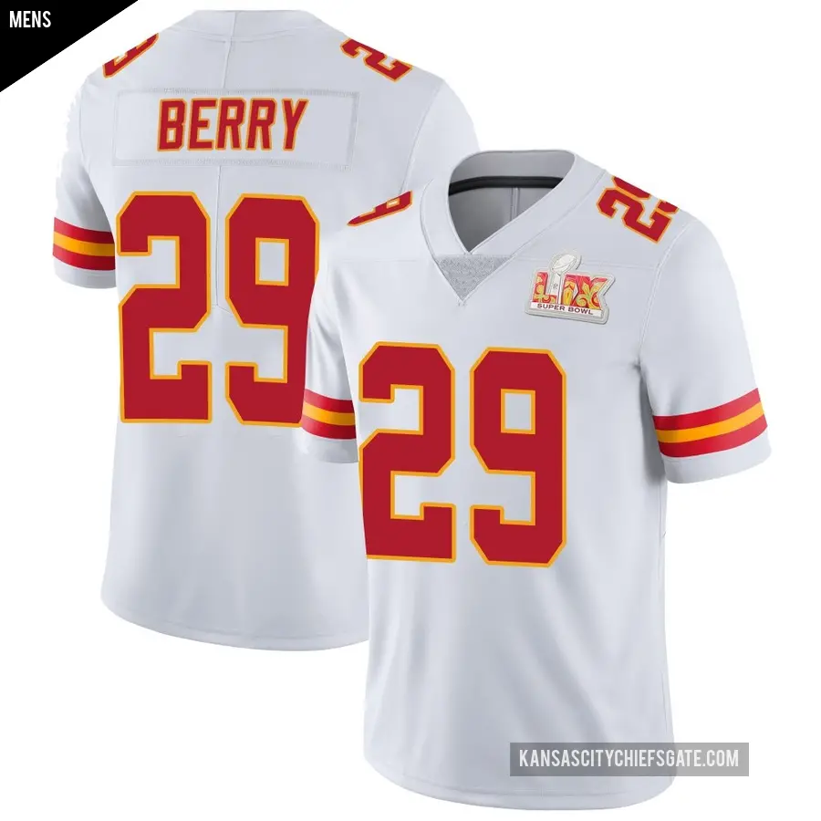 Men's Kansas City Chiefs ＃29 Eric Berry White Limited Vapor Untouchable Super Bowl LIX Jersey