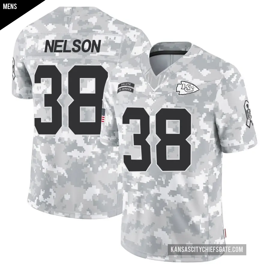 Men's Kansas City Chiefs ＃38 Steven Nelson Arctic Camo Limited 2024 Salute to Service Jersey