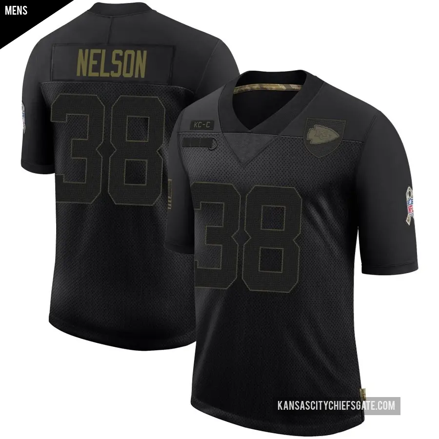 Men's Kansas City Chiefs ＃38 Steven Nelson Black Limited 2020 Salute To Service Jersey