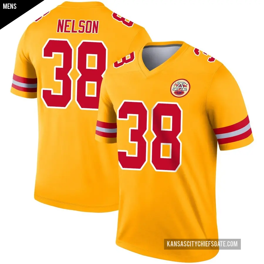 Men's Kansas City Chiefs ＃38 Steven Nelson Gold Legend Inverted Jersey