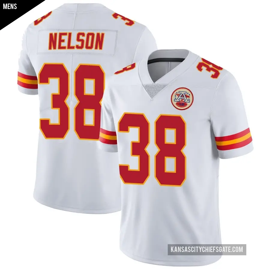 Men's Kansas City Chiefs ＃38 Steven Nelson White Limited Vapor Untouchable Jersey