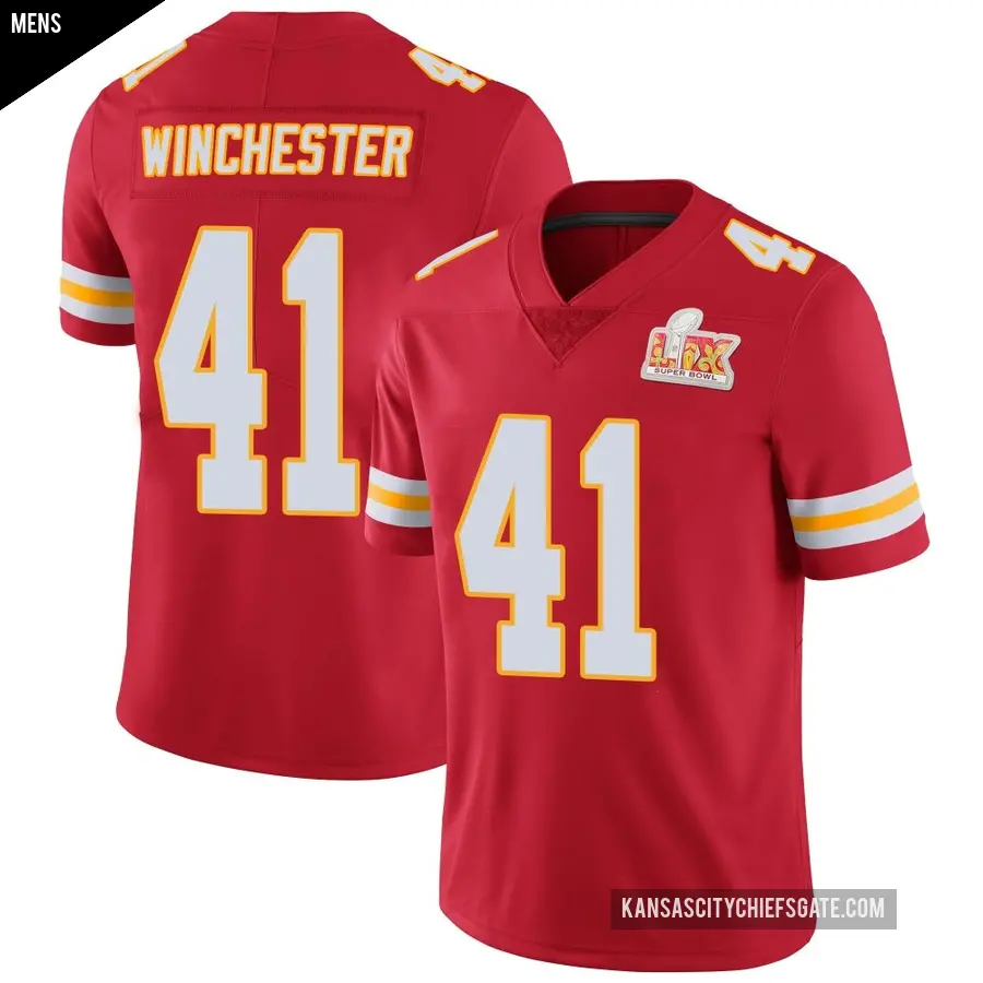 Men's Kansas City Chiefs ＃41 James Winchester Red Limited Team Color Vapor Untouchable Super Bowl LIX Jersey