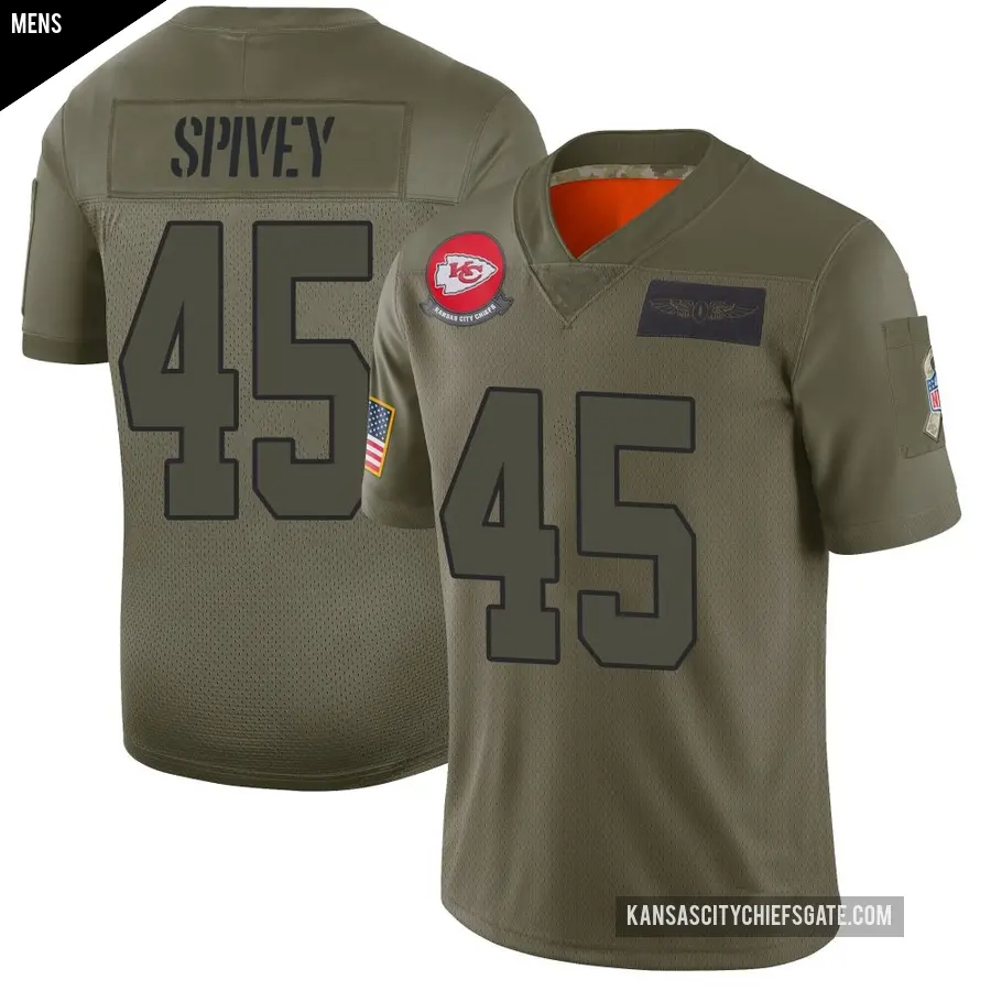 Men's Kansas City Chiefs ＃45 Geor'Quarius Spivey Camo Limited 2019 Salute to Service Jersey