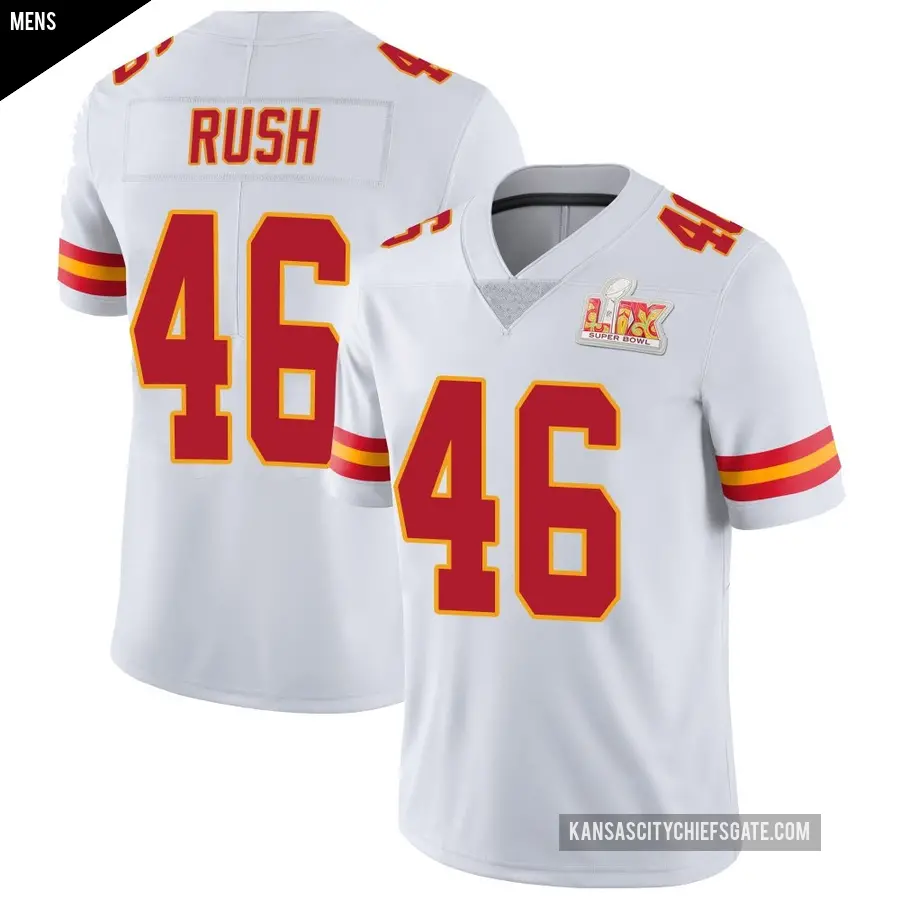 Men's Kansas City Chiefs ＃46 Darius Rush White Limited Vapor Untouchable Super Bowl LIX Jersey