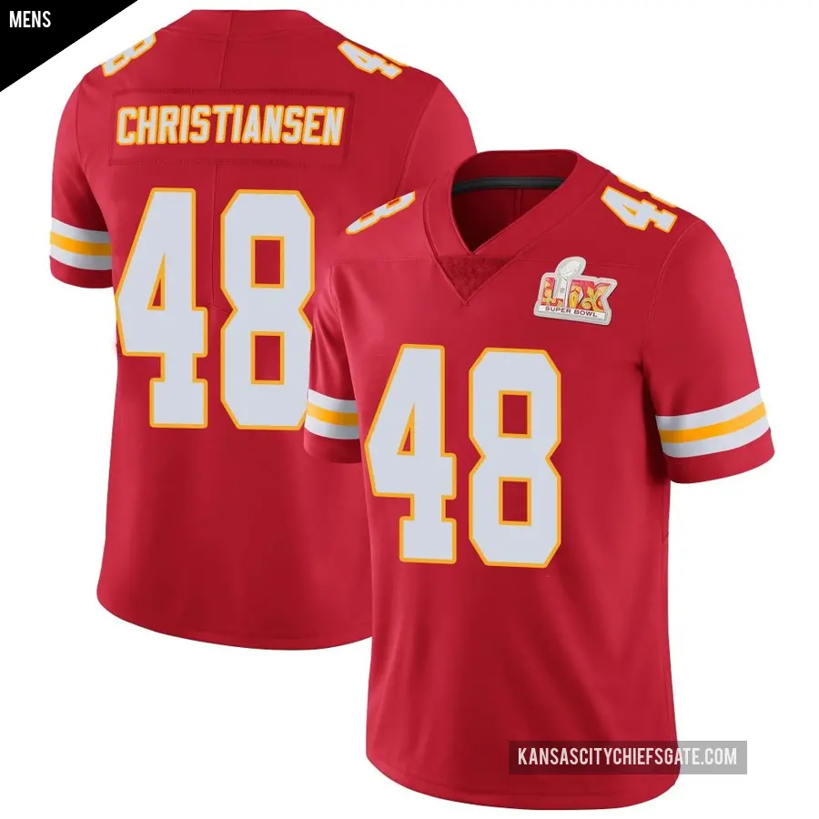 Men's Kansas City Chiefs ＃48 Cole Christiansen Red Limited Team Color Vapor Untouchable Super Bowl LIX Jersey