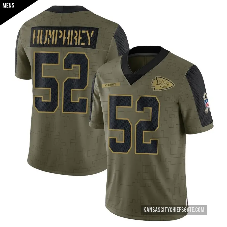 Men's Kansas City Chiefs ＃52 Creed Humphrey Olive Limited 2021 Salute To Service Jersey
