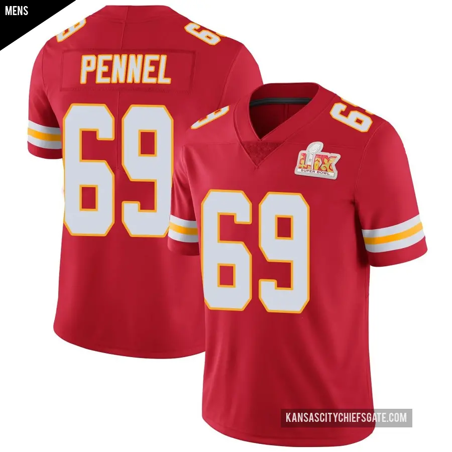 Men's Kansas City Chiefs ＃69 Mike Pennel Red Limited Team Color Vapor Untouchable Super Bowl LIX Jersey