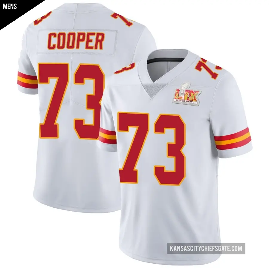 Men's Kansas City Chiefs ＃73 Dalton Cooper White Limited Vapor Untouchable Super Bowl LIX Jersey