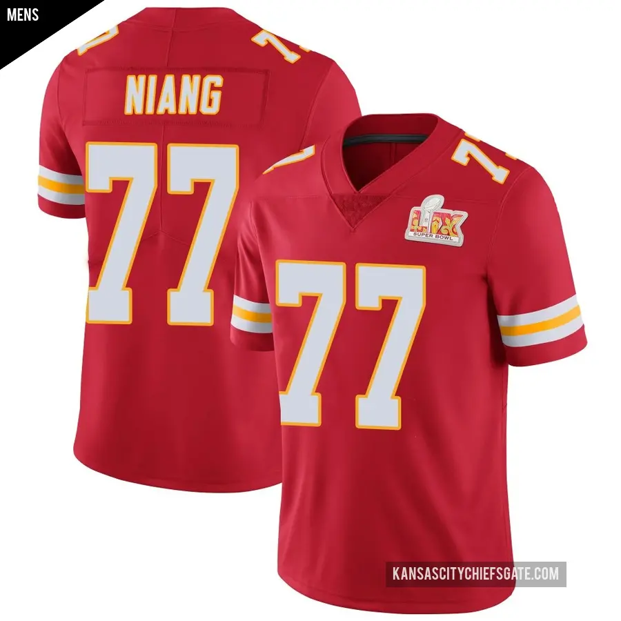 Men's Kansas City Chiefs ＃77 Lucas Niang Red Limited Team Color Vapor Untouchable Super Bowl LIX Jersey