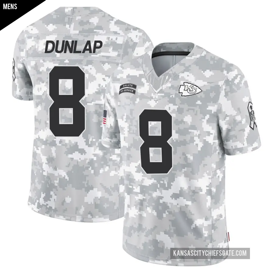 Men's Kansas City Chiefs ＃8 Carlos Dunlap Arctic Camo Limited 2024 Salute to Service Jersey