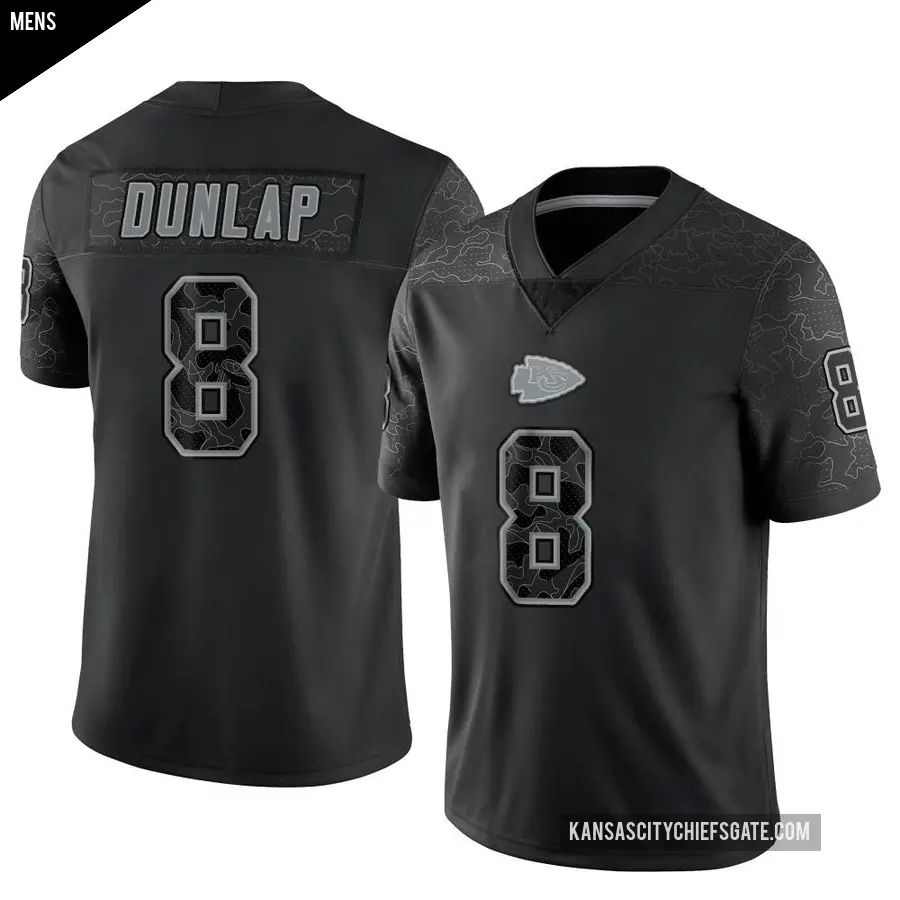 Men's Kansas City Chiefs ＃8 Carlos Dunlap Black Limited Reflective Jersey
