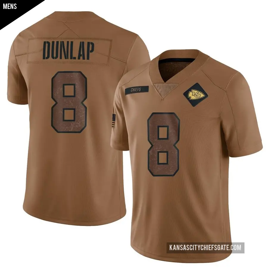 Men's Kansas City Chiefs ＃8 Carlos Dunlap Brown Limited 2023 Salute To Service Jersey
