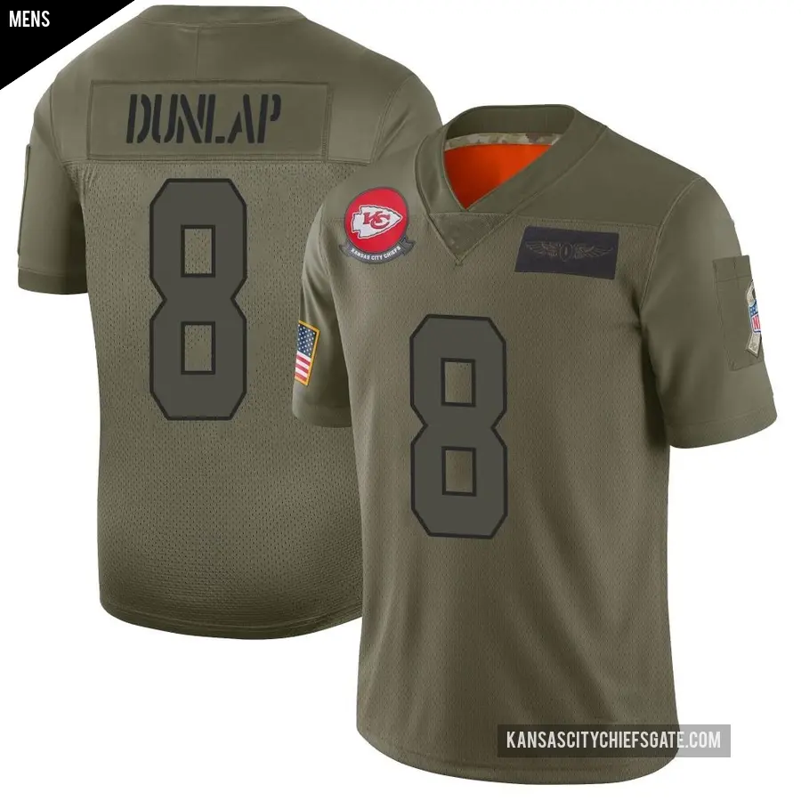 Men's Kansas City Chiefs ＃8 Carlos Dunlap Camo Limited 2019 Salute to Service Jersey
