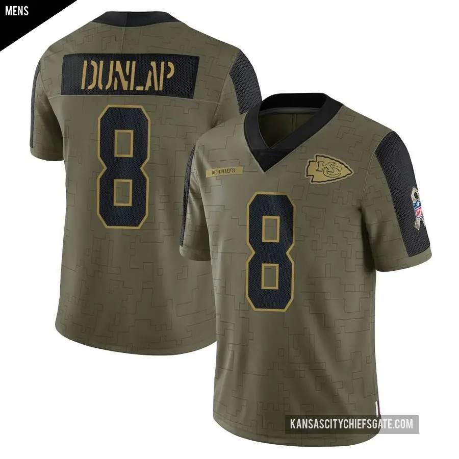 Men's Kansas City Chiefs ＃8 Carlos Dunlap Olive Limited 2021 Salute To Service Jersey