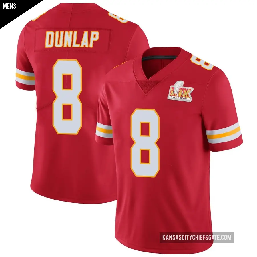 Men's Kansas City Chiefs ＃8 Carlos Dunlap Red Limited Team Color Vapor Untouchable Super Bowl LIX Jersey
