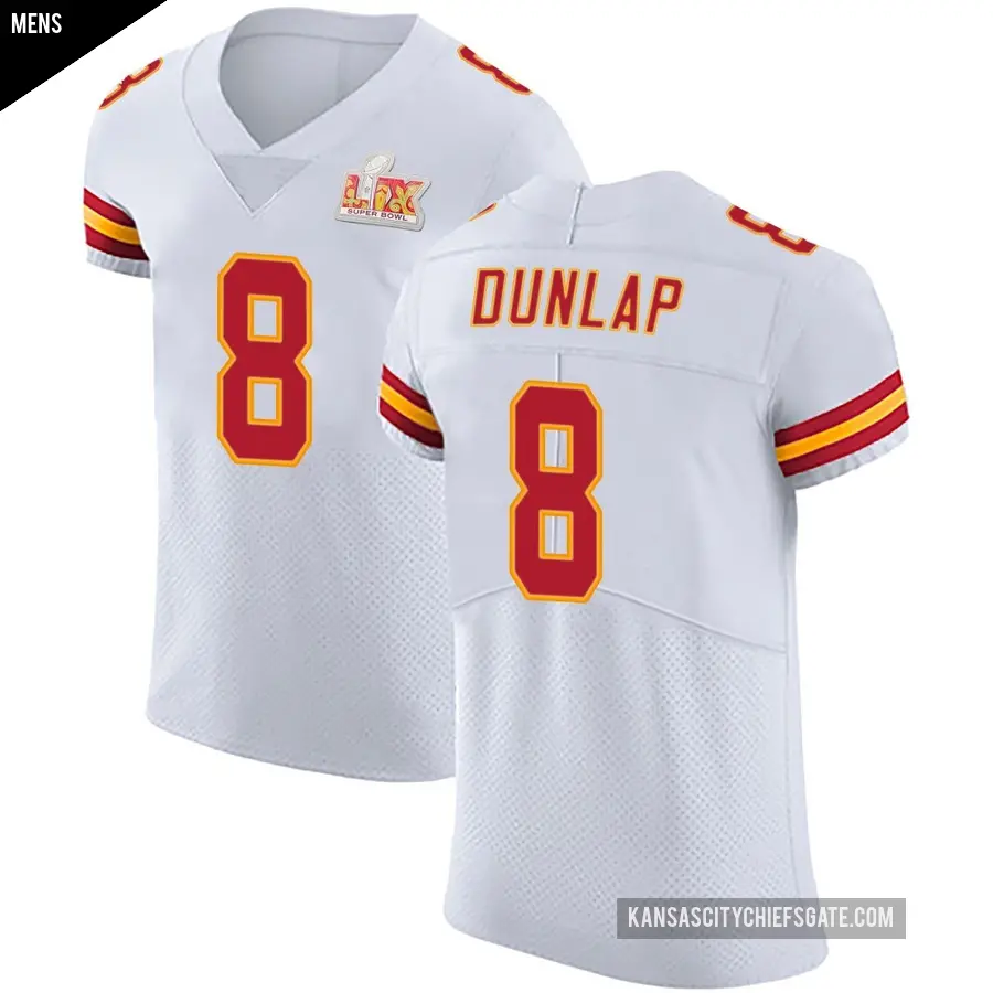 Men's Kansas City Chiefs ＃8 Carlos Dunlap White Elite Vapor Untouchable Super Bowl LIX Jersey