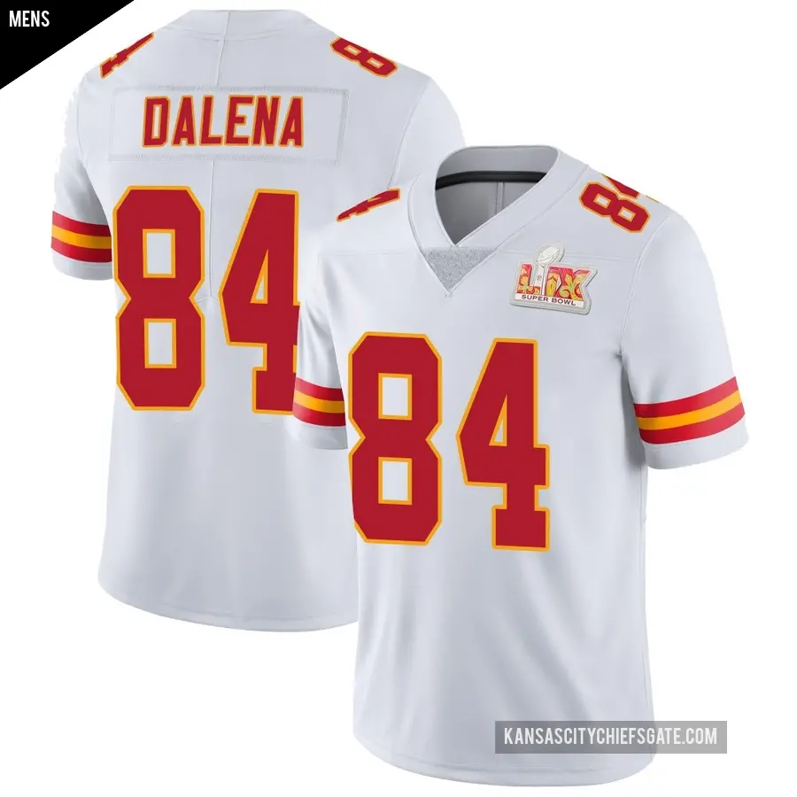 Men's Kansas City Chiefs ＃84 Mac Dalena White Limited Vapor Untouchable Super Bowl LIX Jersey