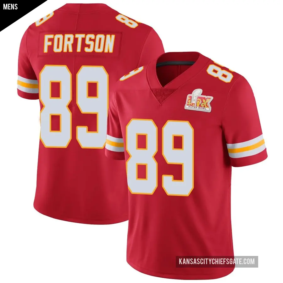Men's Kansas City Chiefs ＃89 Jody Fortson Red Limited Team Color Vapor Untouchable Super Bowl LIX Jersey