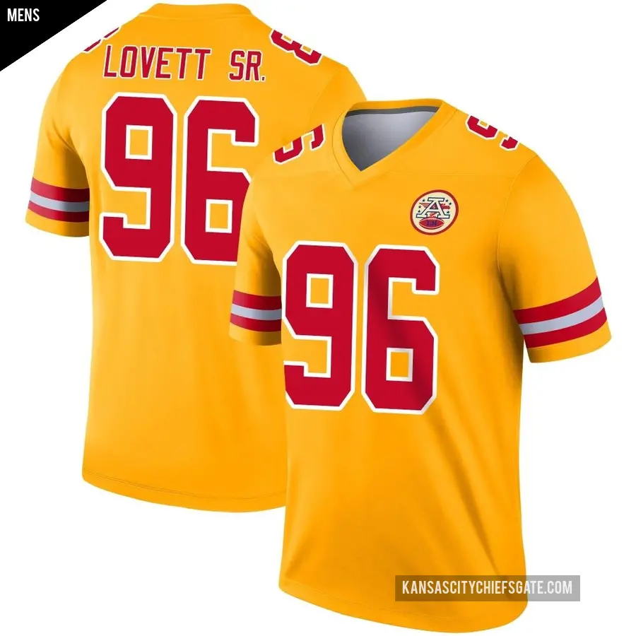 Men's Kansas City Chiefs ＃96 Fabien Lovett Sr. Gold Legend Inverted Jersey