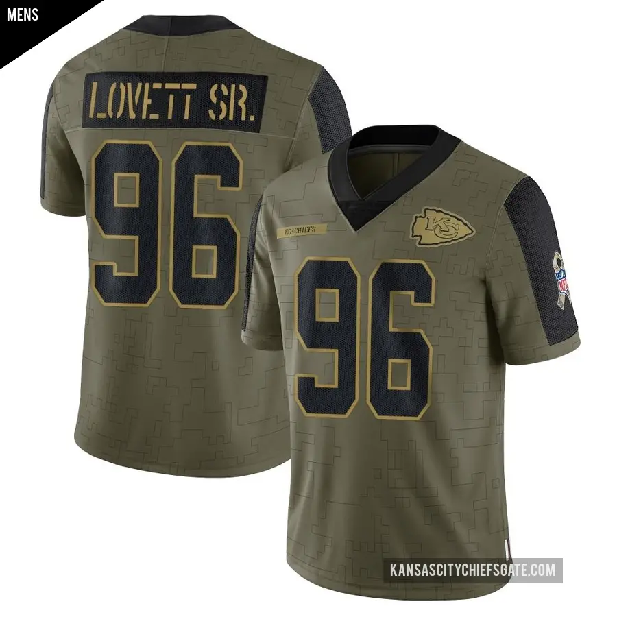 Men's Kansas City Chiefs ＃96 Fabien Lovett Sr. Olive Limited 2021 Salute To Service Jersey