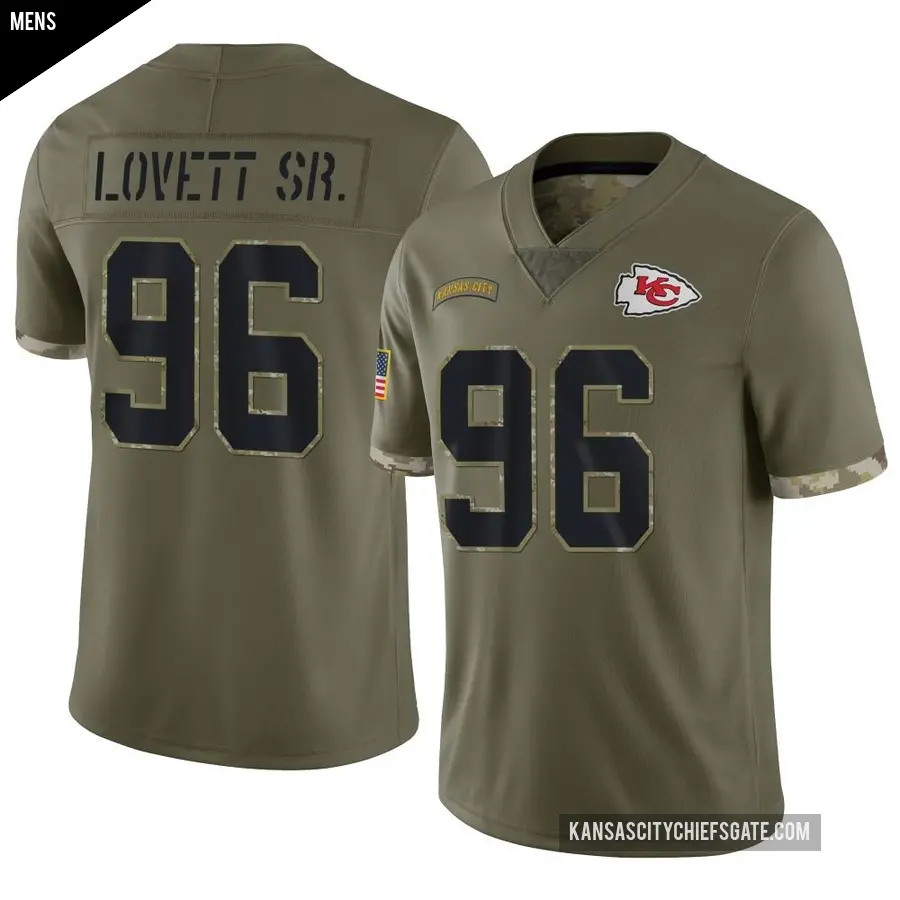 Men's Kansas City Chiefs ＃96 Fabien Lovett Sr. Olive Limited 2022 Salute To Service Jersey