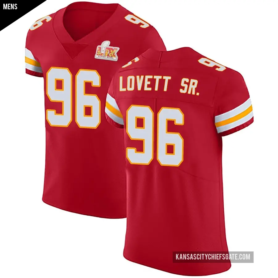 Men's Kansas City Chiefs ＃96 Fabien Lovett Sr. Red Elite Team Color Vapor Untouchable Super Bowl LIX Jersey