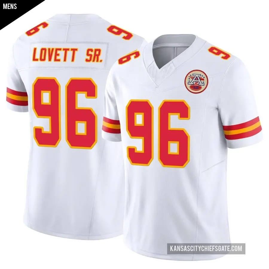 Men's Kansas City Chiefs ＃96 Fabien Lovett Sr. White Limited Vapor F.U.S.E. Jersey