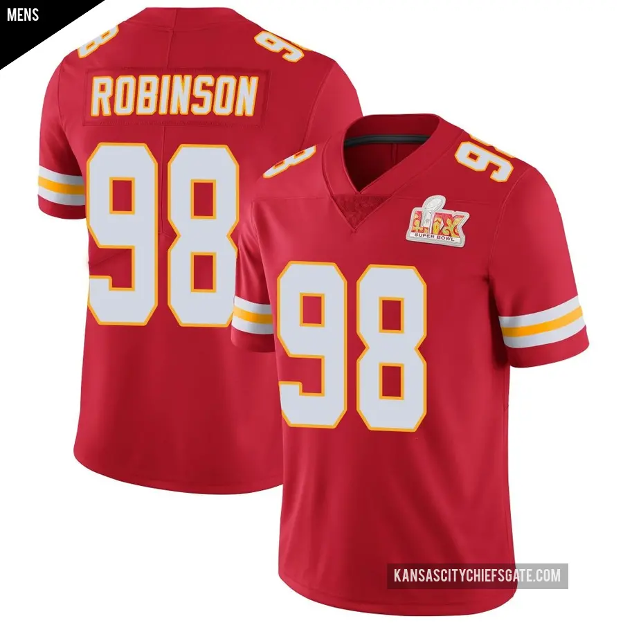 Men's Kansas City Chiefs ＃98 Janarius Robinson Red Limited Team Color Vapor Untouchable Super Bowl LIX Jersey