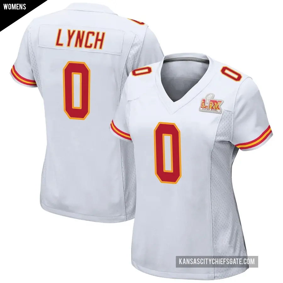 Women's Kansas City Chiefs ＃0 Blake Lynch White Game Super Bowl LIX Jersey