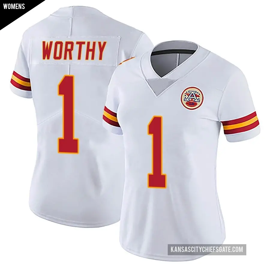 Women's Kansas City Chiefs ＃1 Xavier Worthy White Limited Vapor Untouchable Jersey