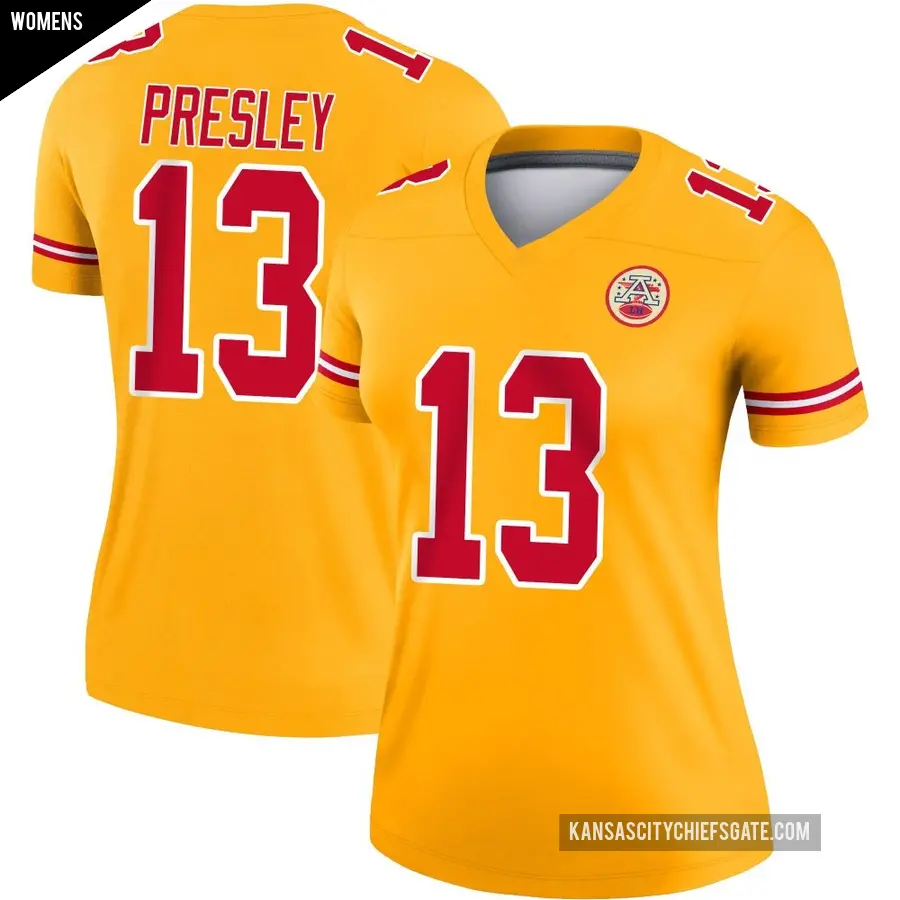Women's Kansas City Chiefs ＃13 Hal Presley Gold Legend Inverted Jersey