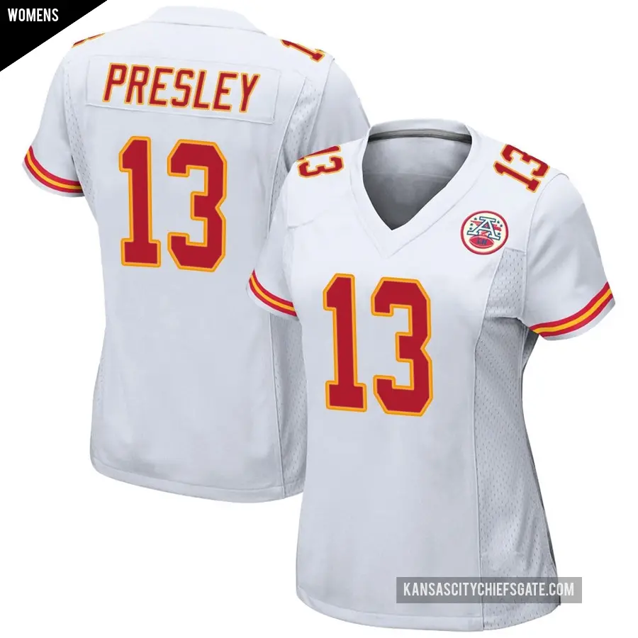 Women's Kansas City Chiefs ＃13 Hal Presley White Game Jersey