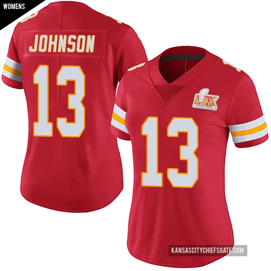 Women's Kansas City Chiefs ＃13 Nazeeh Johnson Red Limited Team Color Vapor Untouchable Super Bowl LIX Jersey