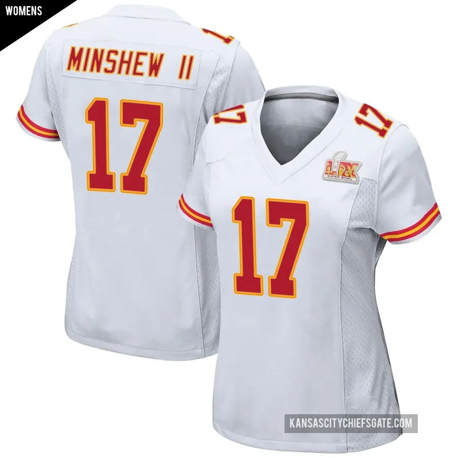Women's Kansas City Chiefs ＃17 Gardner Minshew White Game Super Bowl LIX Jersey