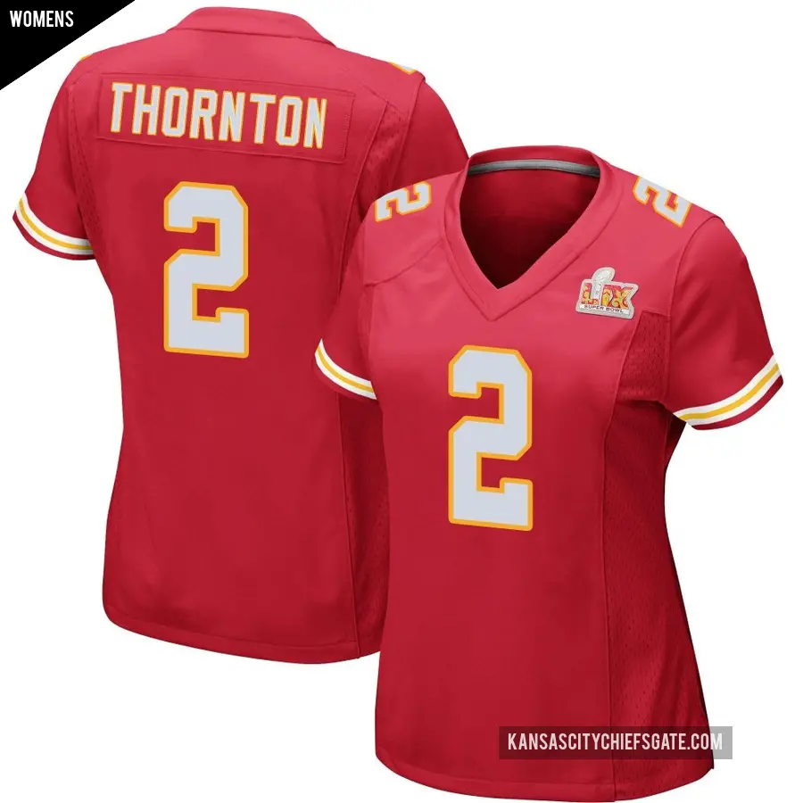 Women's Kansas City Chiefs ＃2 Tyquan Thornton Red Game Team Color Super Bowl LIX Jersey