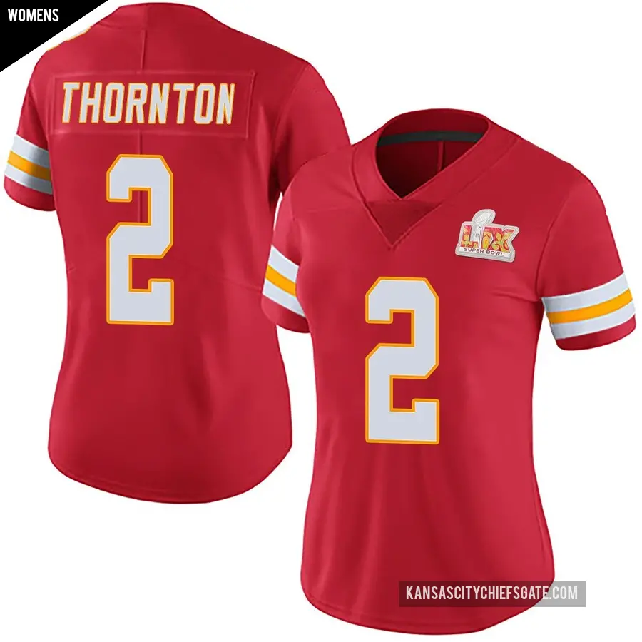 Women's Kansas City Chiefs ＃2 Tyquan Thornton Red Limited Team Color Vapor Untouchable Super Bowl LIX Jersey