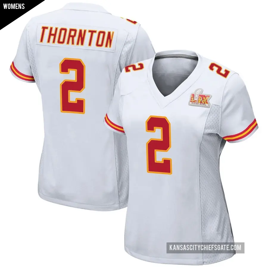Women's Kansas City Chiefs ＃2 Tyquan Thornton White Game Super Bowl LIX Jersey