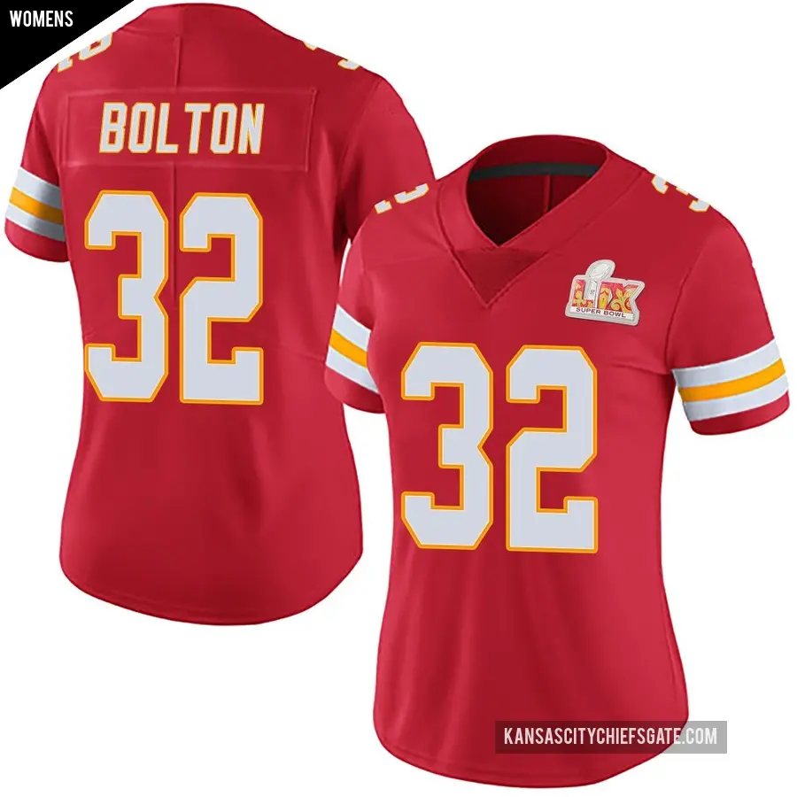 Women's Kansas City Chiefs ＃32 Nick Bolton Red Limited Team Color Vapor Untouchable Super Bowl LIX Jersey