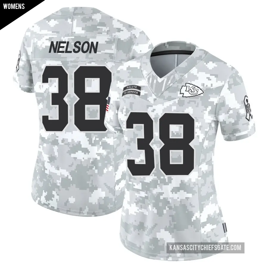 Women's Kansas City Chiefs ＃38 Steven Nelson Arctic Camo Limited 2024 Salute to Service Jersey