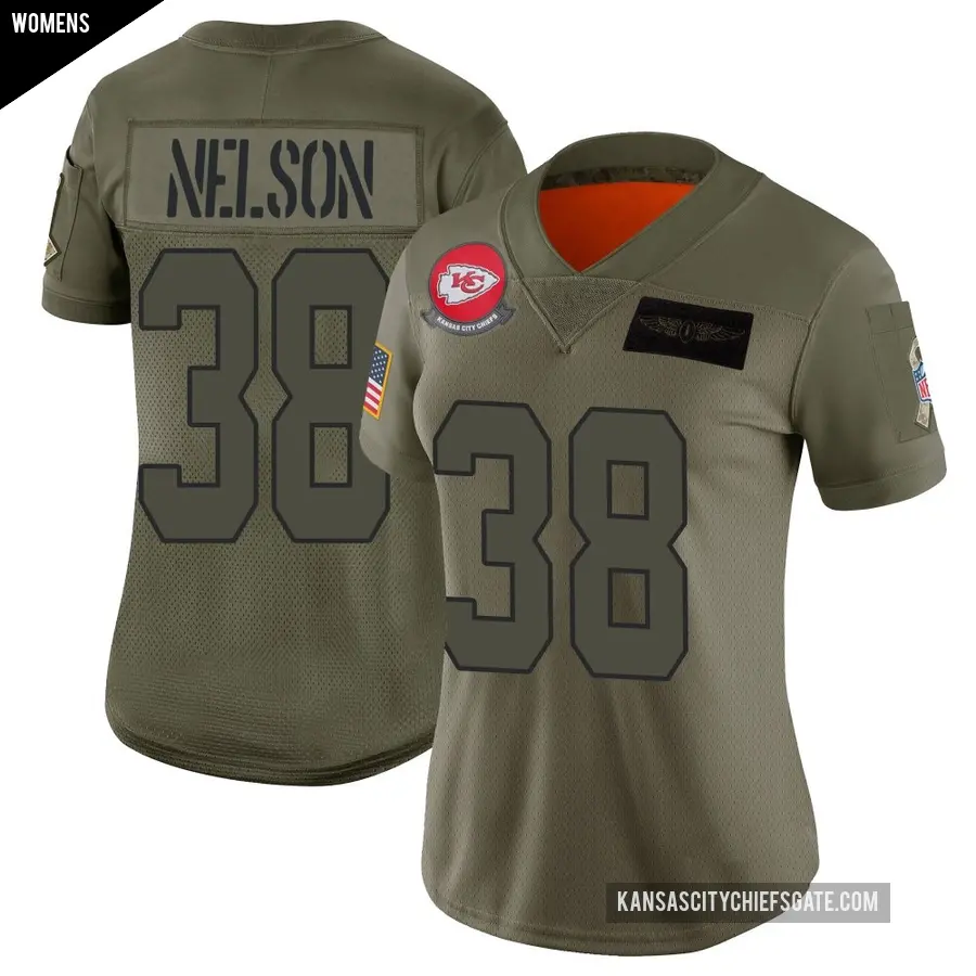 Women's Kansas City Chiefs ＃38 Steven Nelson Camo Limited 2019 Salute to Service Jersey