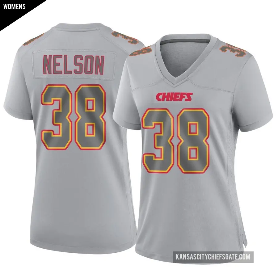 Women's Kansas City Chiefs ＃38 Steven Nelson Gray Game Atmosphere Fashion Jersey