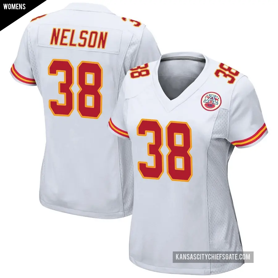 Women's Kansas City Chiefs ＃38 Steven Nelson White Game Jersey