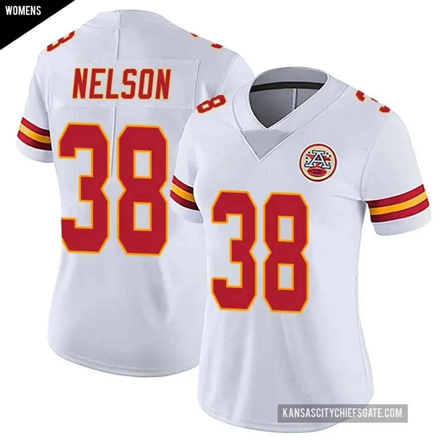 Women's Kansas City Chiefs ＃38 Steven Nelson White Limited Vapor Untouchable Jersey