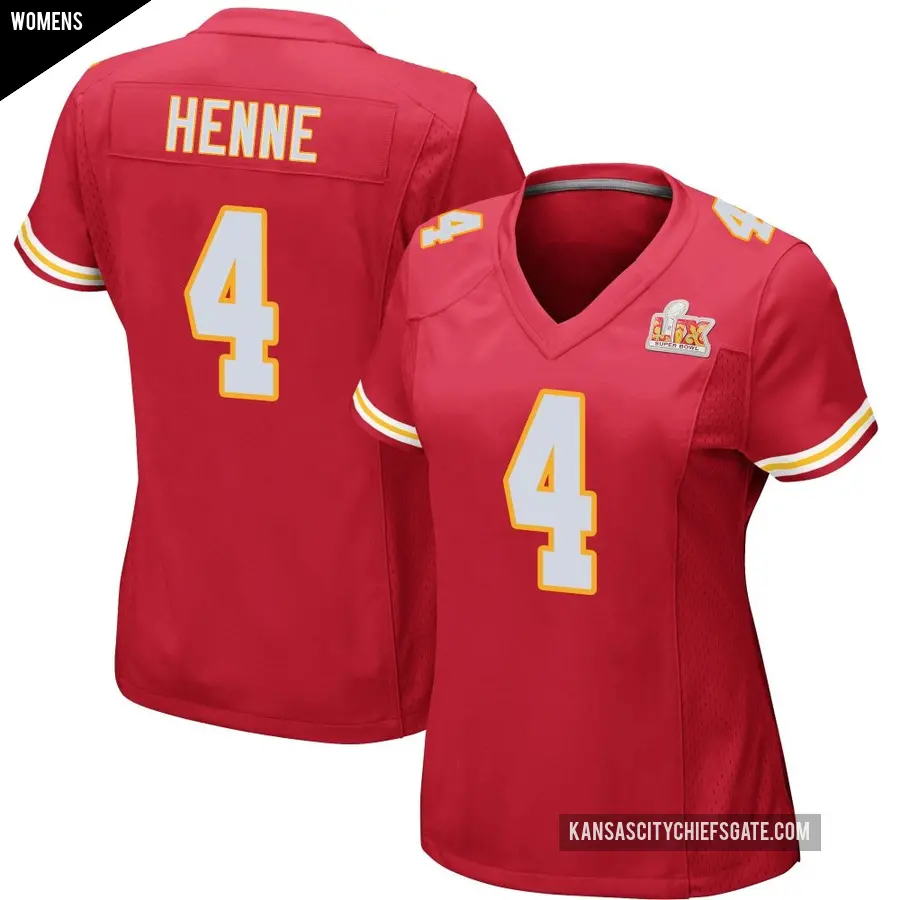 Women's Kansas City Chiefs ＃4 Chad Henne Red Game Team Color Super Bowl LIX Jersey